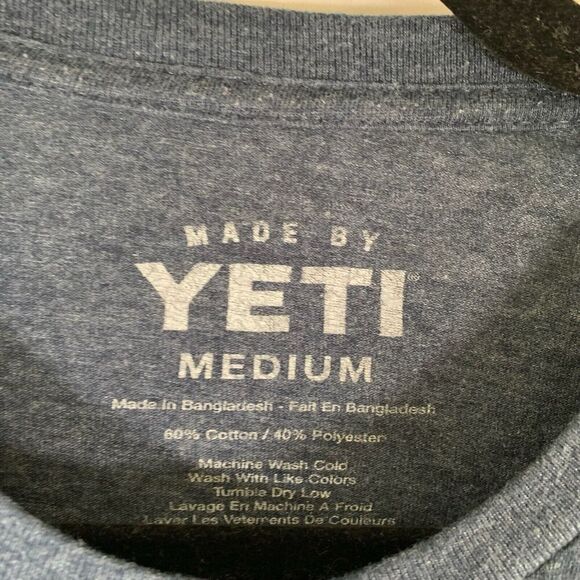 YETI Shirt Unisex Medium Blue Graphic Print Short Sleeve Crew Neck Cotton Blend - Picture 3 of 5